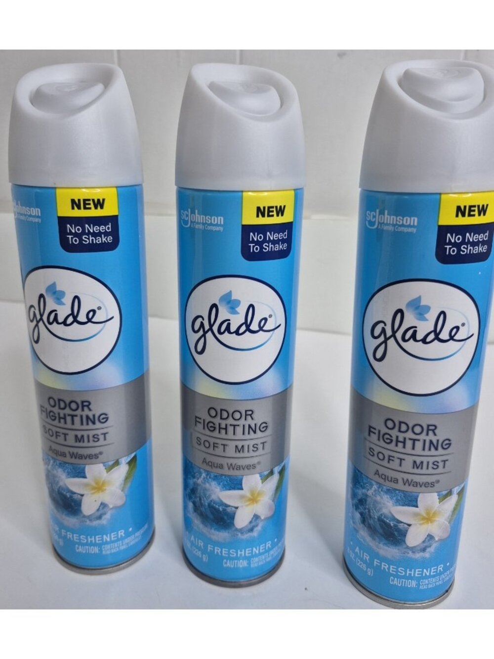 3 Cans: Glade Air Freshener Room Spray Soft Mist *Aqua Waves* 8oz each